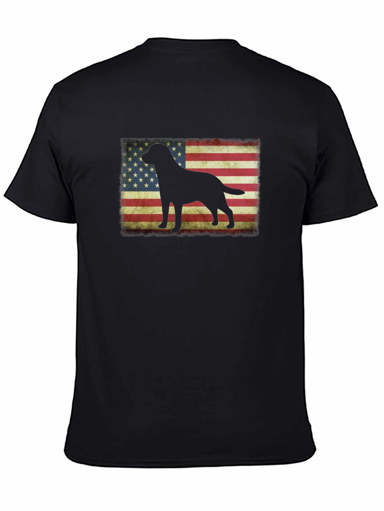 Patriotic Dog Silhouette T-Shirt - USA Flag Graphic Tee