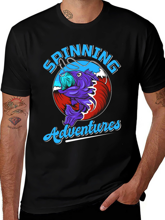 Spinning Adventures Fishing T-Shirt - Unique Design