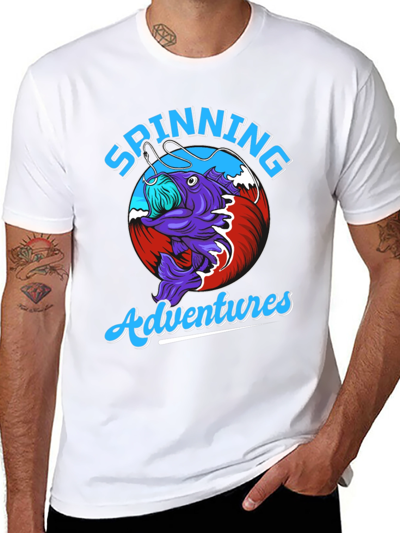 Spinning Adventures Fishing T-Shirt - Unique Design