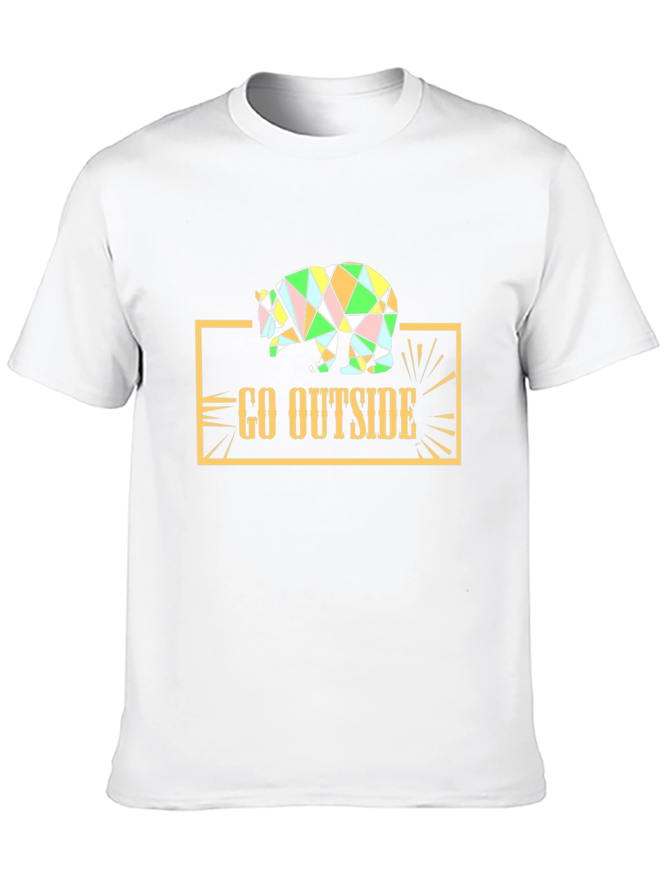 Go Outside Geometric Bear Graphic Tee - Black
