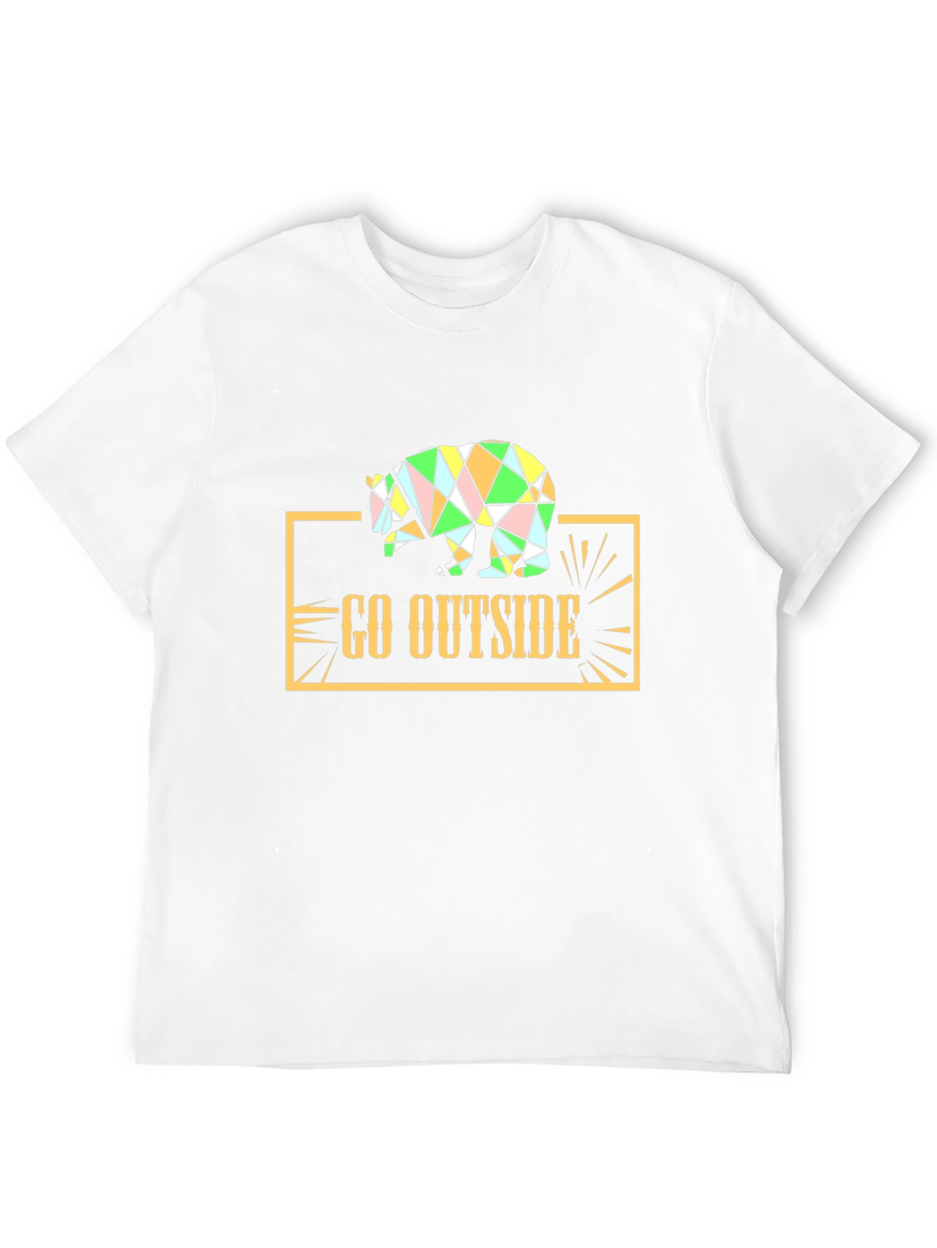 Go Outside Geometric Bear Graphic Tee - Black