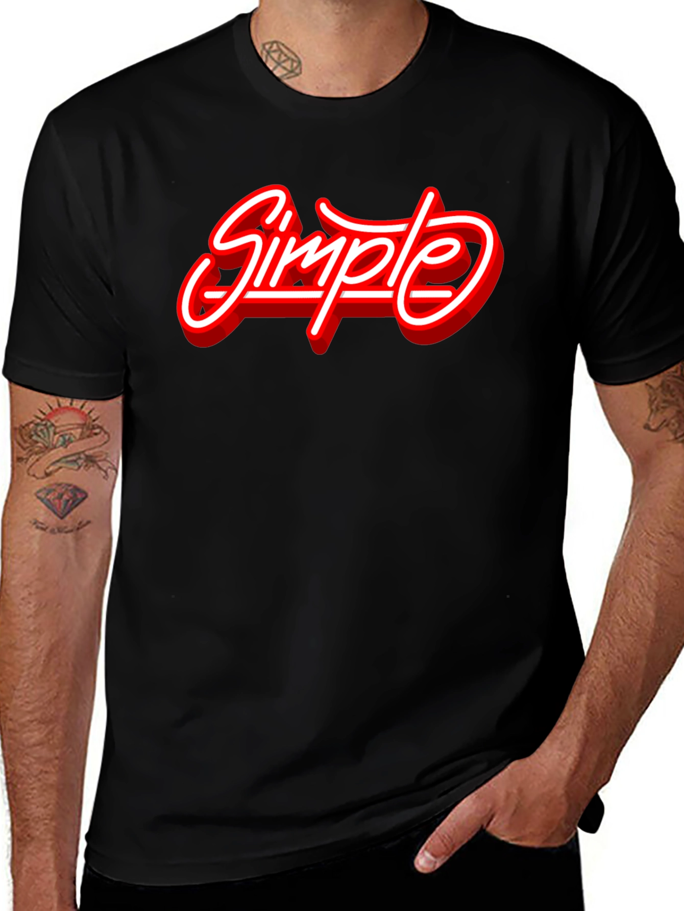 Simple Graphic Print Black T-Shirt