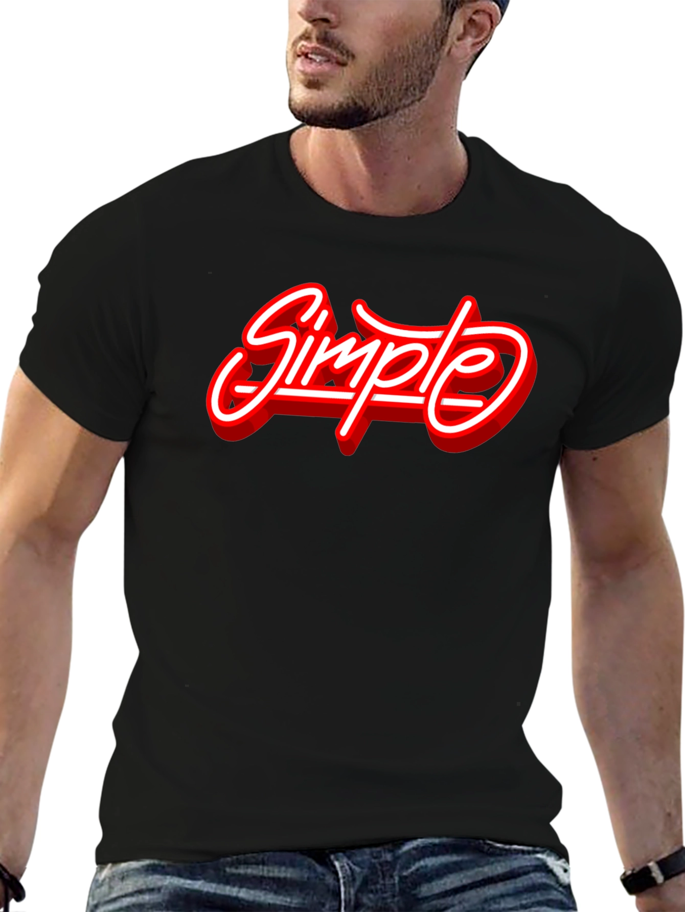 Simple Graphic Print Black T-Shirt