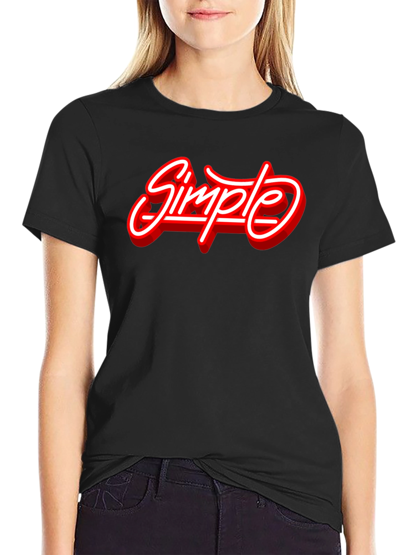 Simple Graphic Print Black T-Shirt
