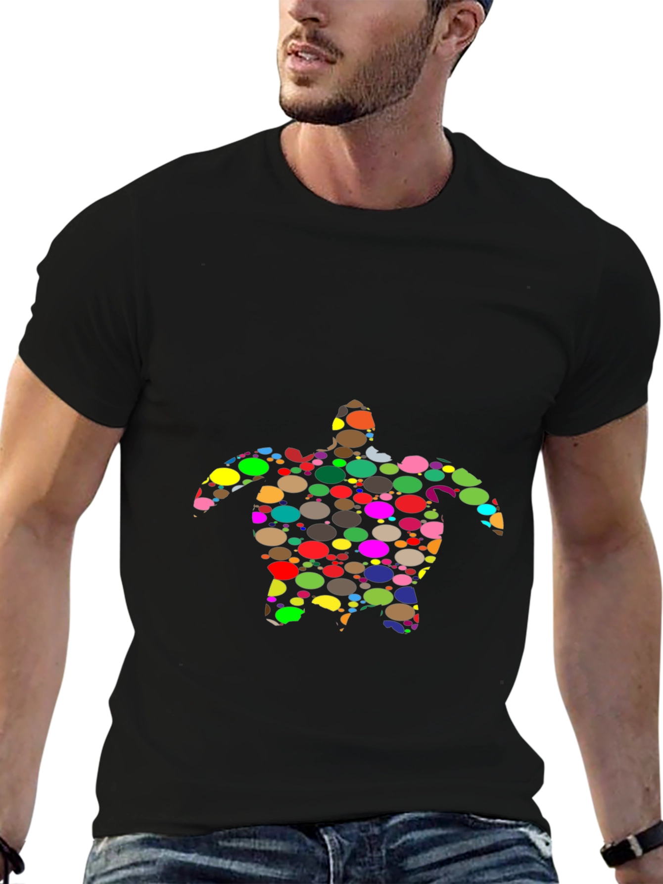 Funky Turtle Graphic Tee - Black Casual T-Shirt