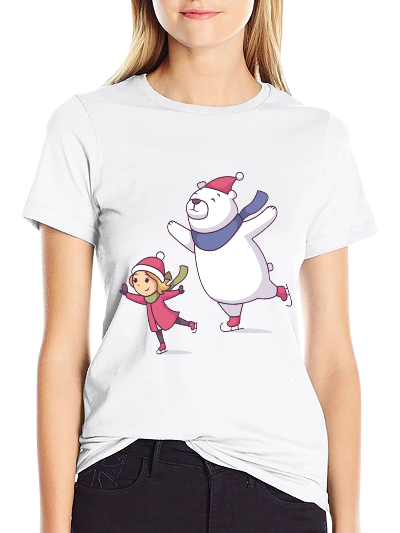 Winter Fun T-Shirt: Bear and Girl Ice Skating