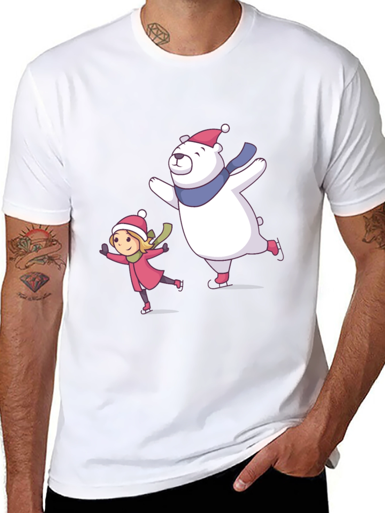 Winter Fun T-Shirt: Bear and Girl Ice Skating