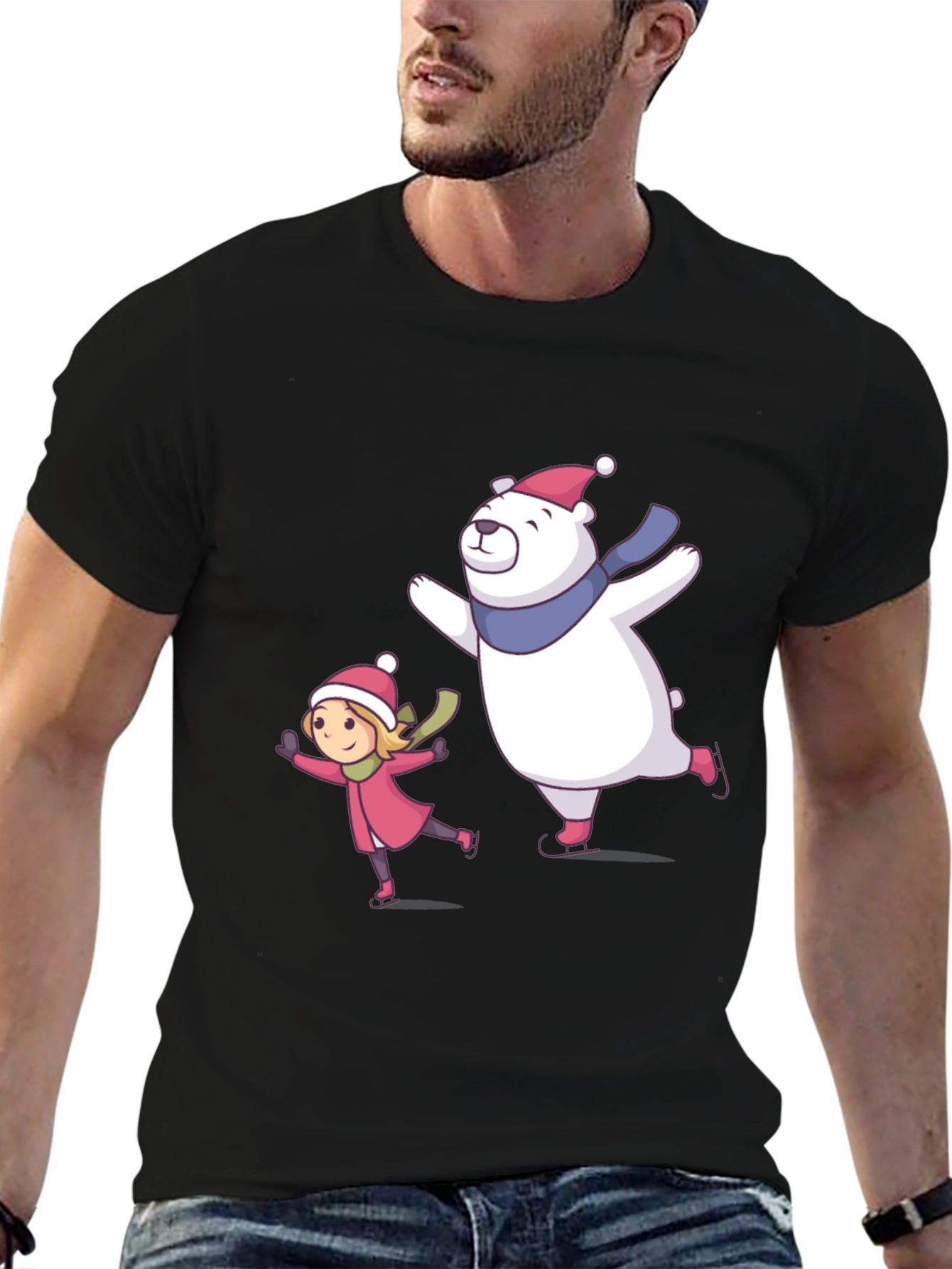 Winter Fun T-Shirt: Bear and Girl Ice Skating