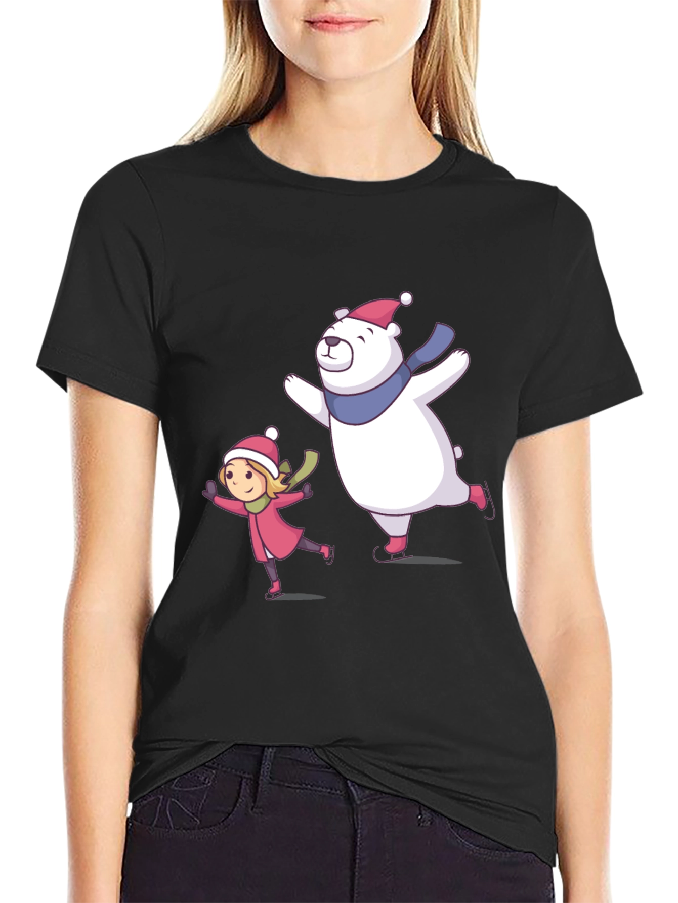 Winter Fun T-Shirt: Bear and Girl Ice Skating