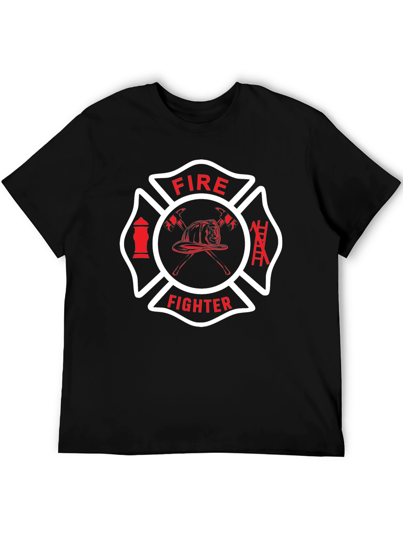Firefighter Emblem Graphic Tee - Black Cotton T-Shirt