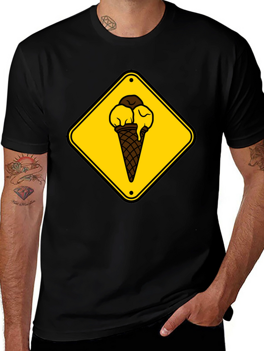 Ice Cream Cone Sign Black T-Shirt