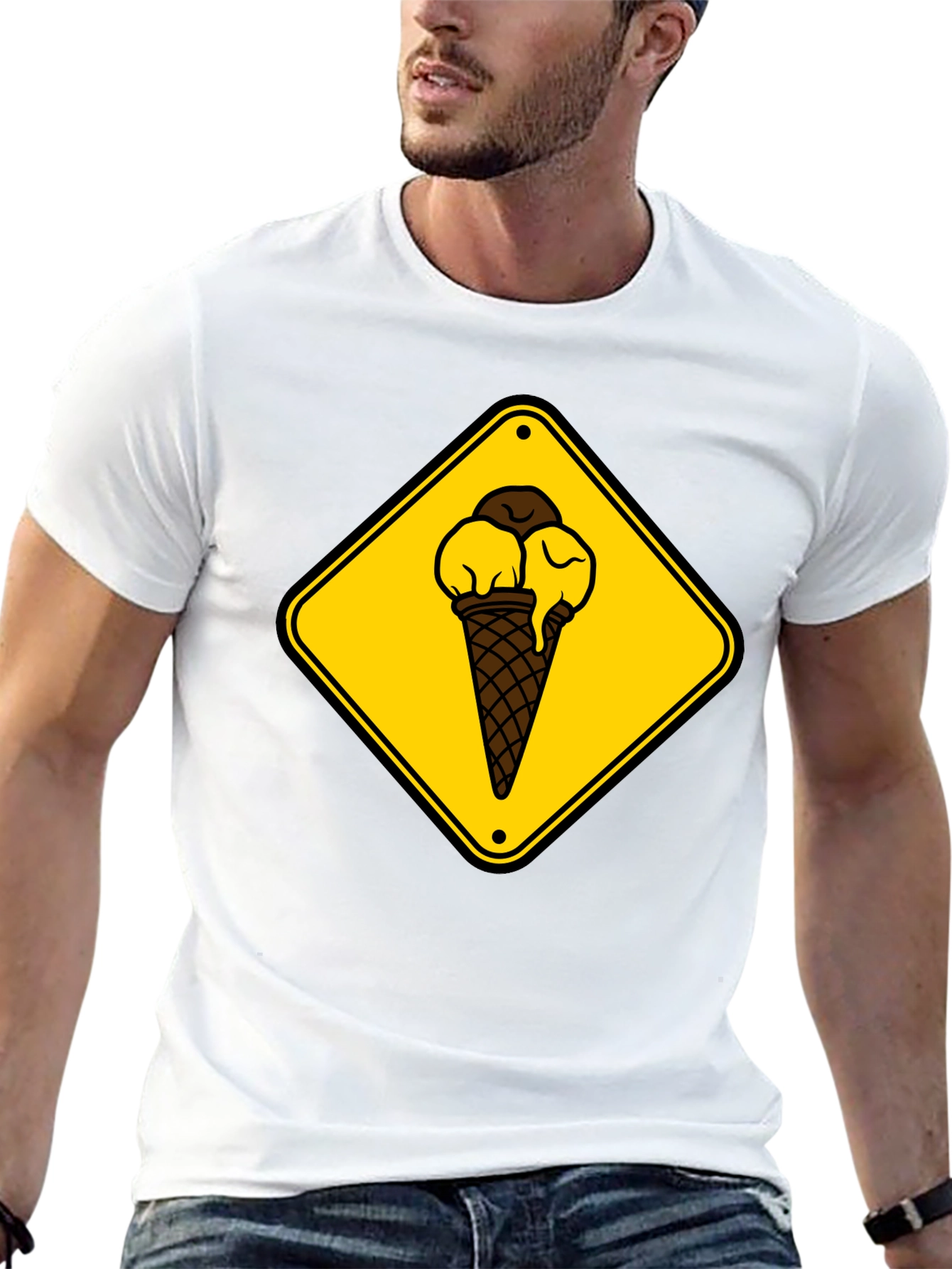 Ice Cream Cone Sign Black T-Shirt