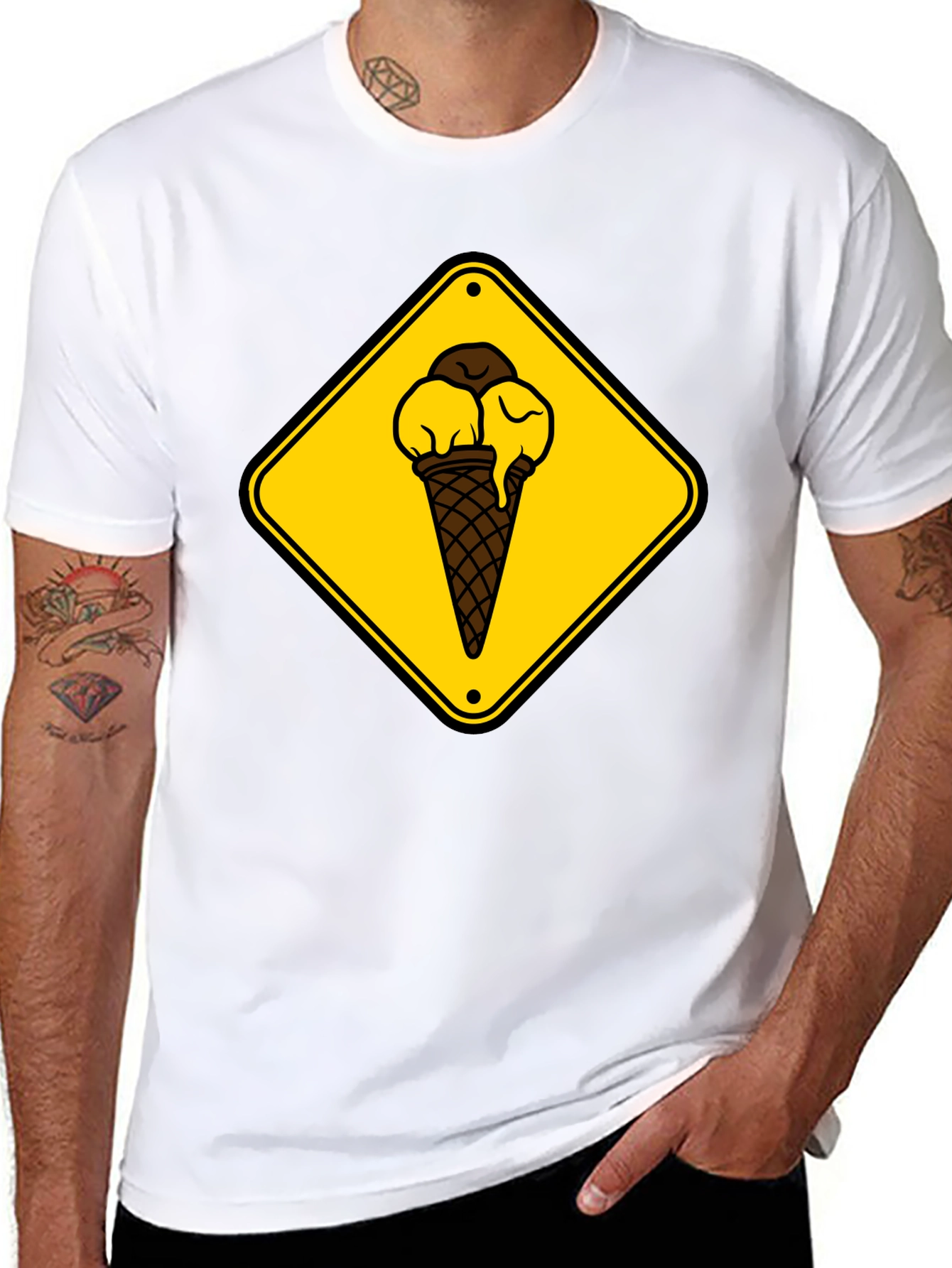 Ice Cream Cone Sign Black T-Shirt