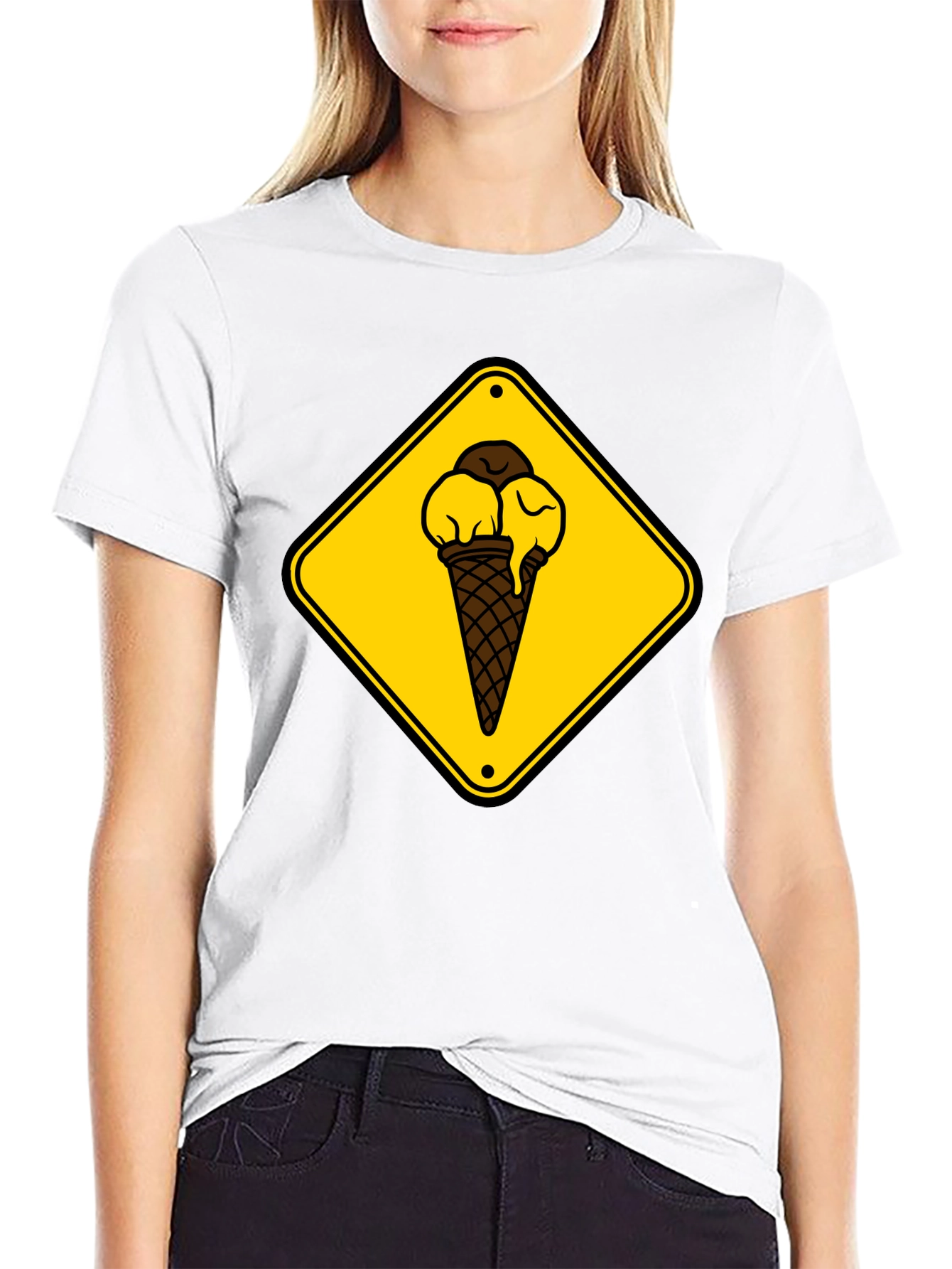 Ice Cream Cone Sign Black T-Shirt