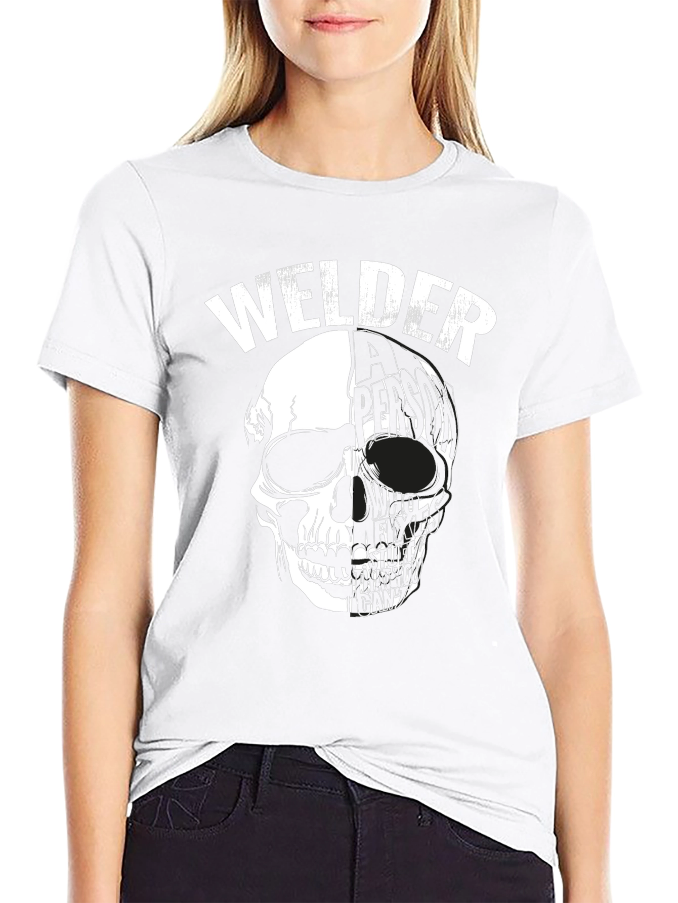 Welder Skull Graphic Tee - Black Cotton T-Shirt