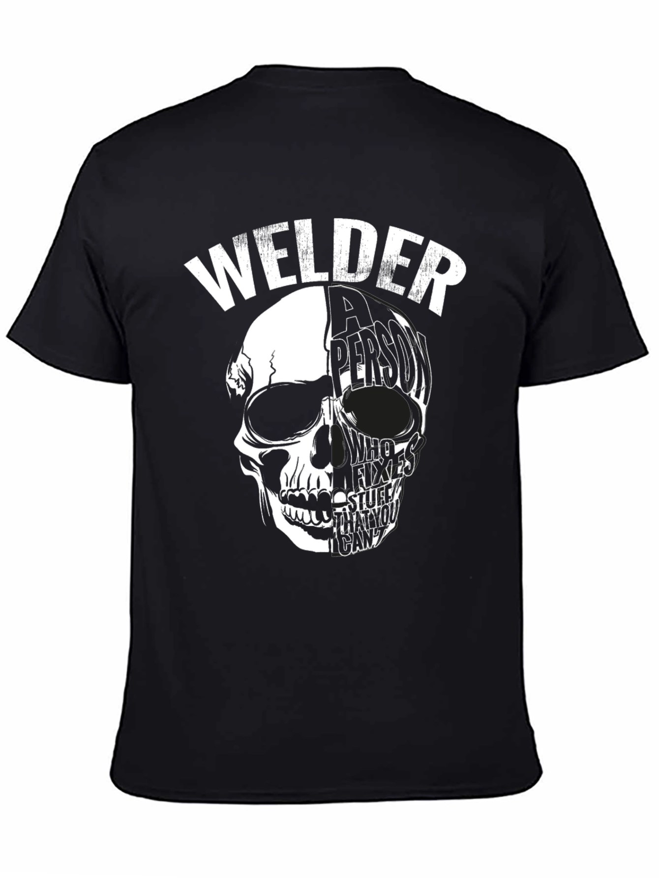Welder Skull Graphic Tee - Black Cotton T-Shirt