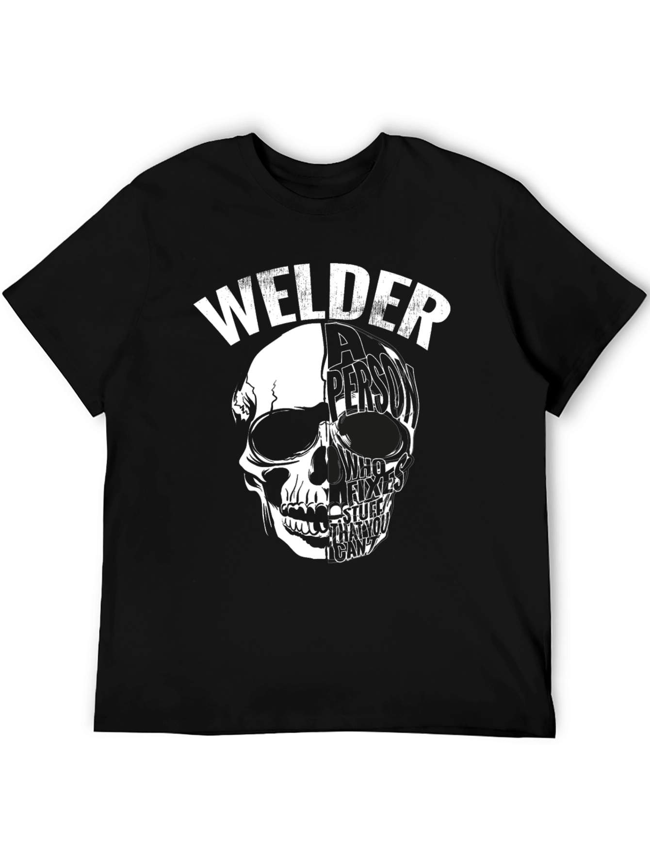 Welder Skull Graphic Tee - Black Cotton T-Shirt