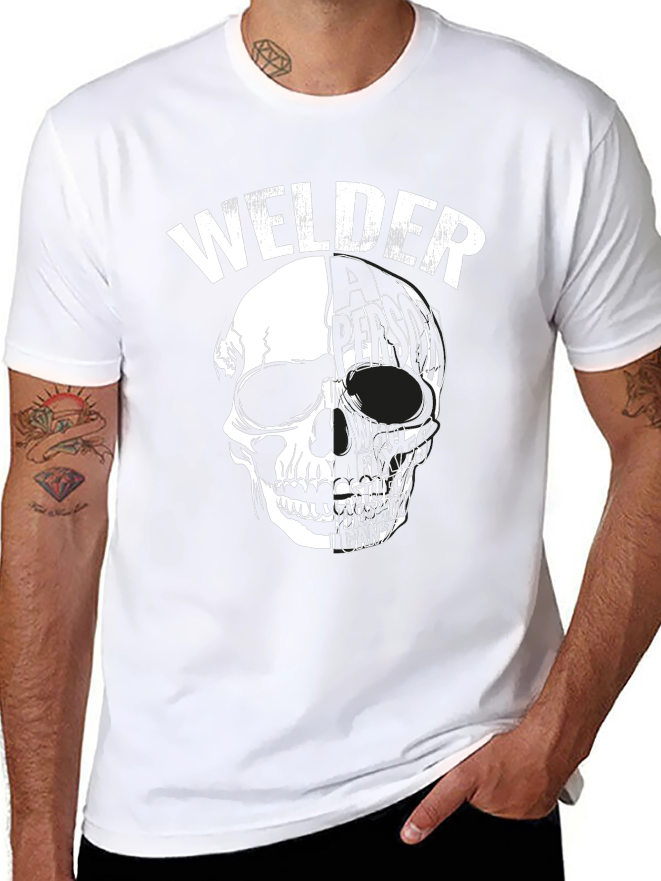 Welder Skull Graphic Tee - Black Cotton T-Shirt