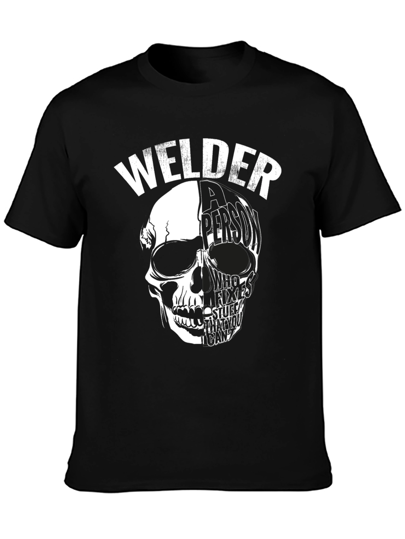 Welder Skull Graphic Tee - Black Cotton T-Shirt