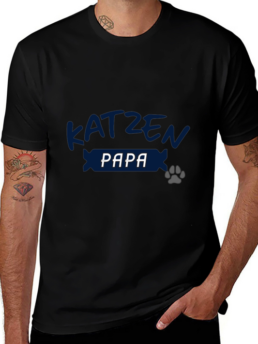 Katzen Papa Black Tee - Cat Dad