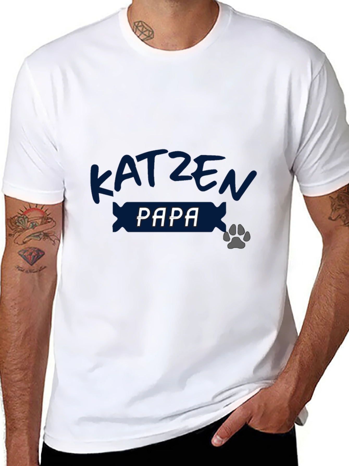 Katzen Papa Black Tee - Cat Dad