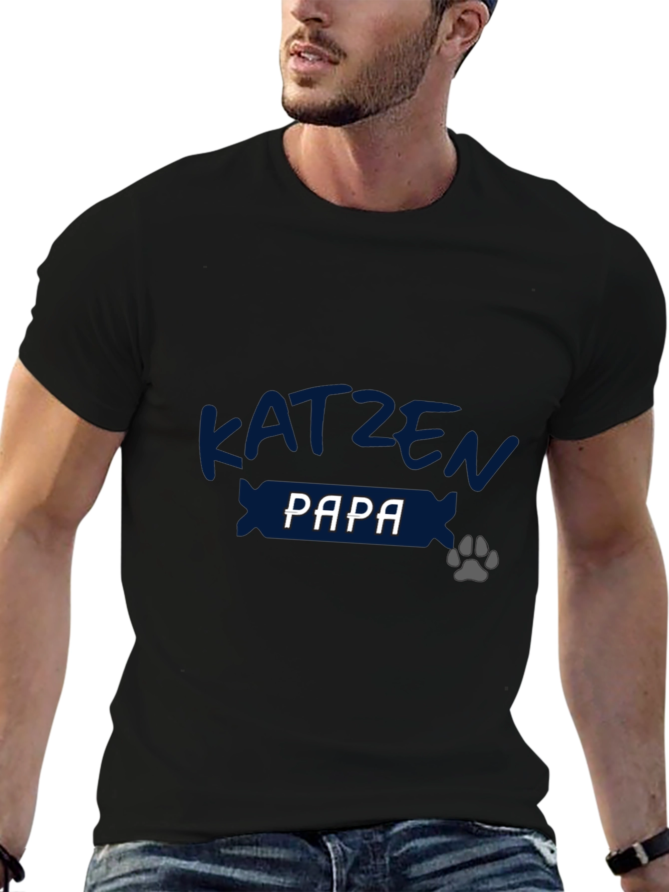 Katzen Papa Black Tee - Cat Dad