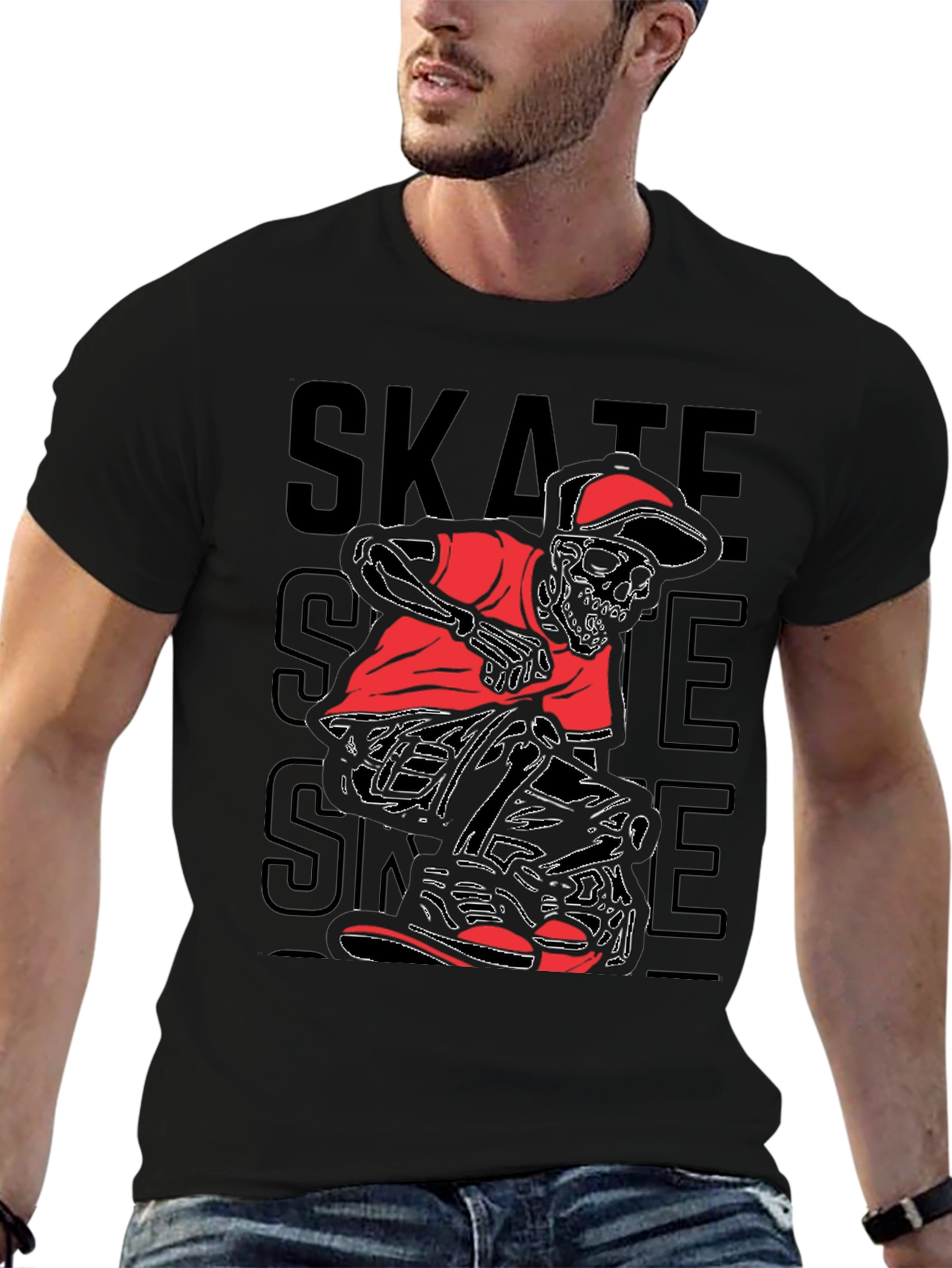 Skate Skeleton Graphic Tee - Edgy Style