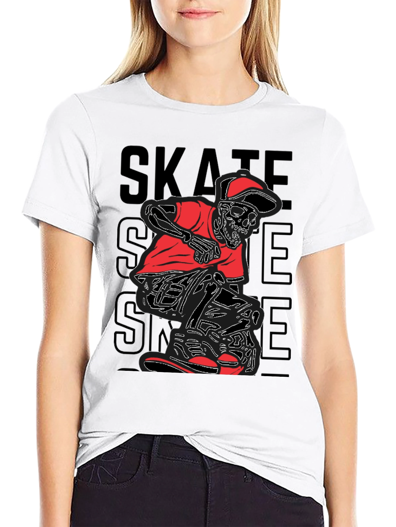 Skate Skeleton Graphic Tee - Edgy Style