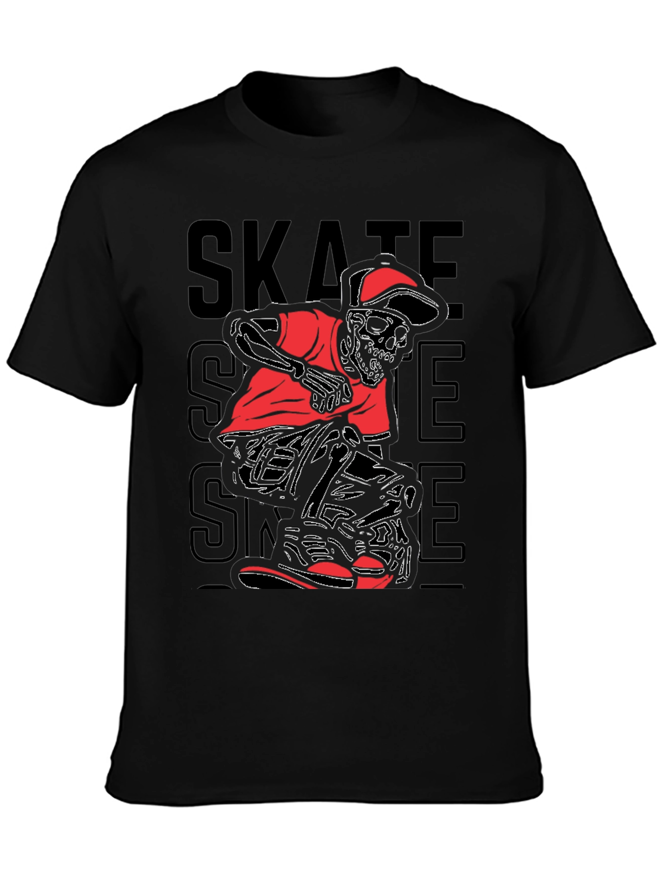 Skate Skeleton Graphic Tee - Edgy Style