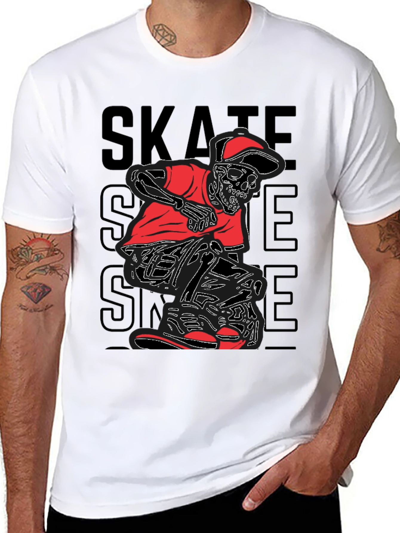 Skate Skeleton Graphic Tee - Edgy Style