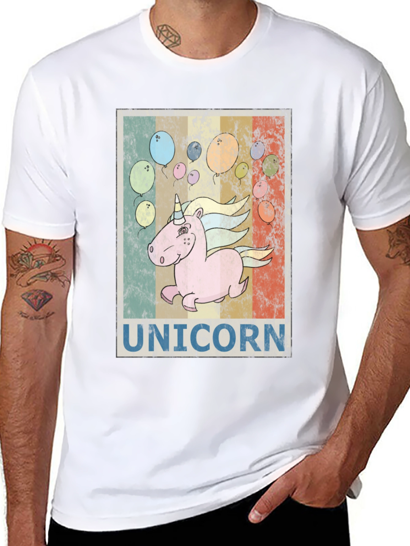 Unicorn T-Shirt Black Retro Tee