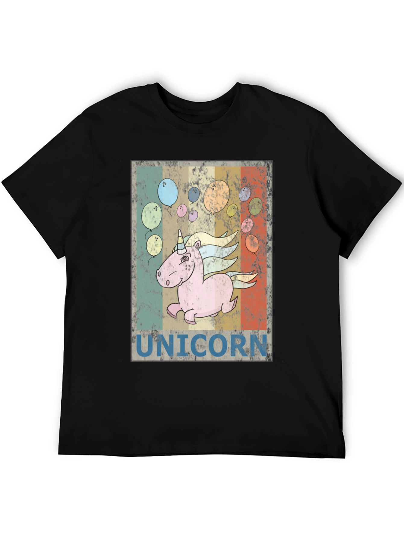 Unicorn T-Shirt Black Retro Tee