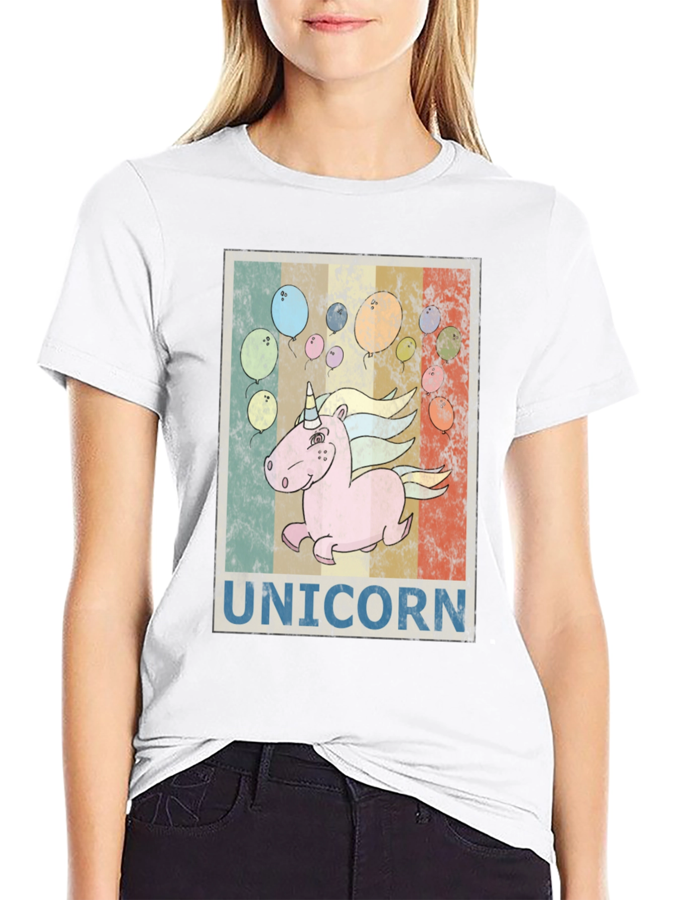 Unicorn T-Shirt Black Retro Tee