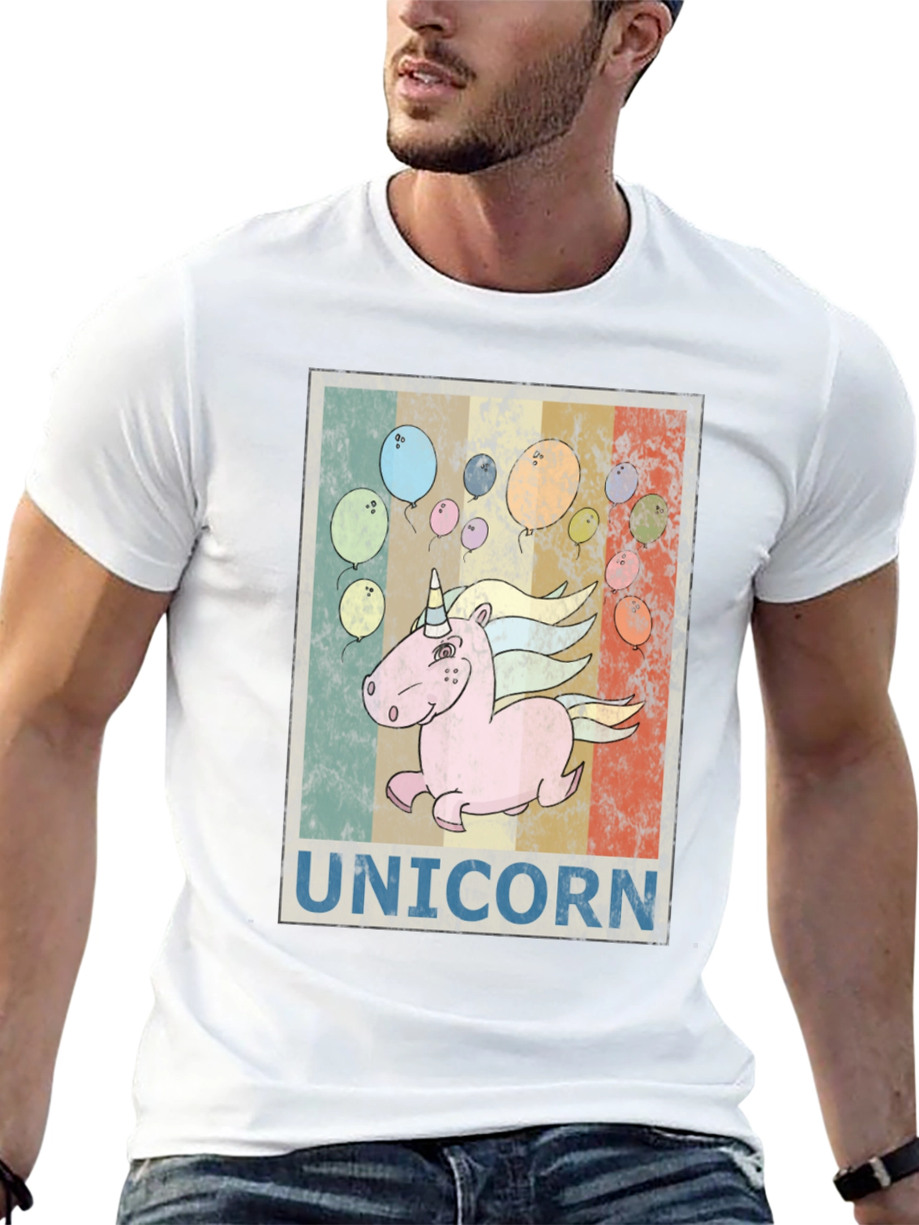 Unicorn T-Shirt Black Retro Tee