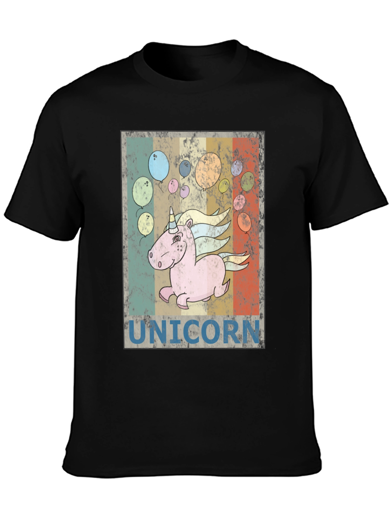 Unicorn T-Shirt Black Retro Tee
