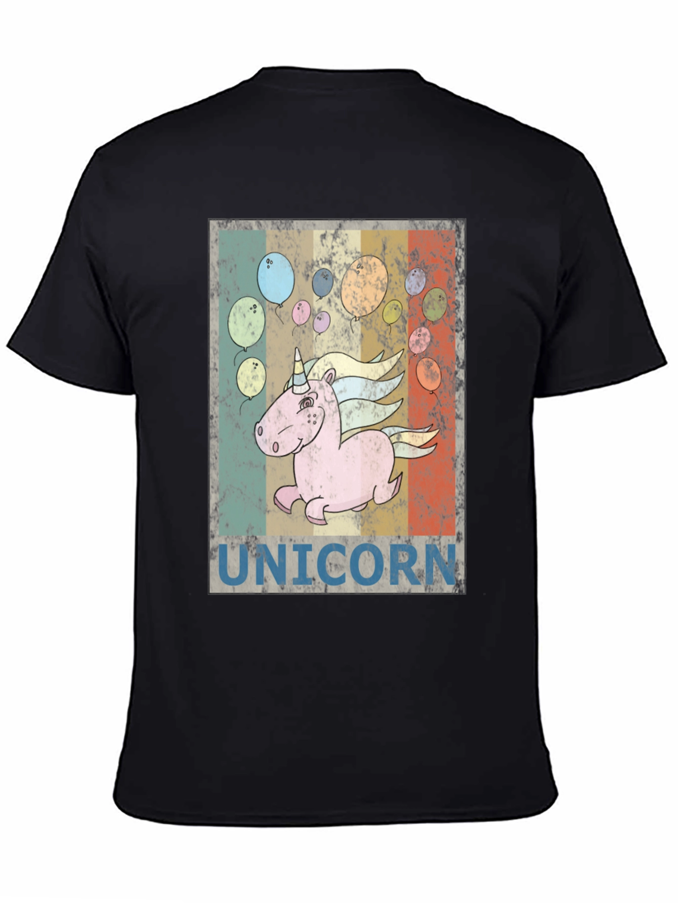 Unicorn T-Shirt Black Retro Tee