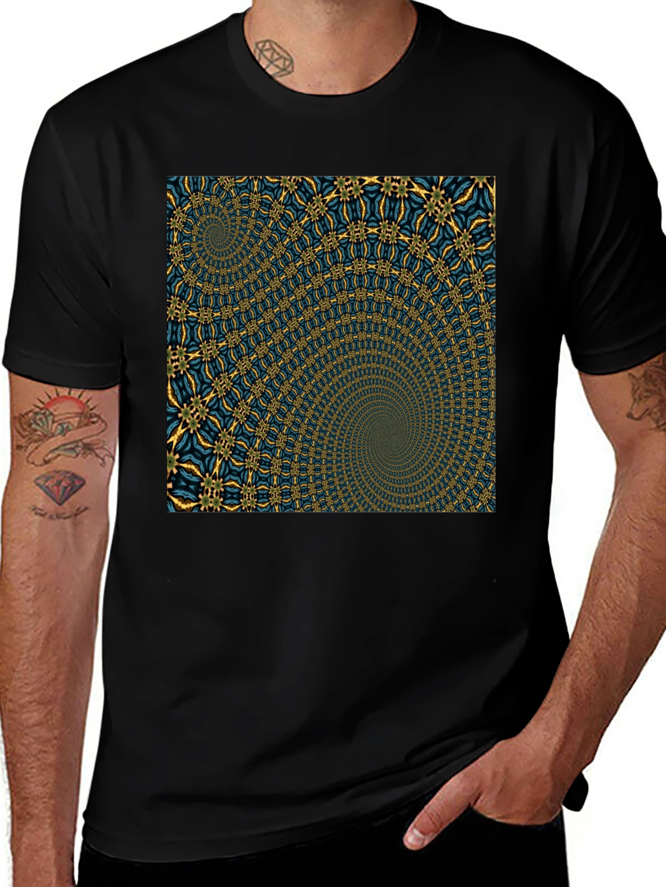 Hypnotic Spiral Graphic Black T-Shirt
