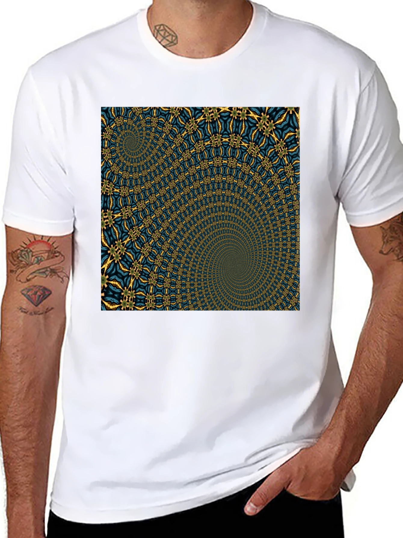 Hypnotic Spiral Graphic Black T-Shirt