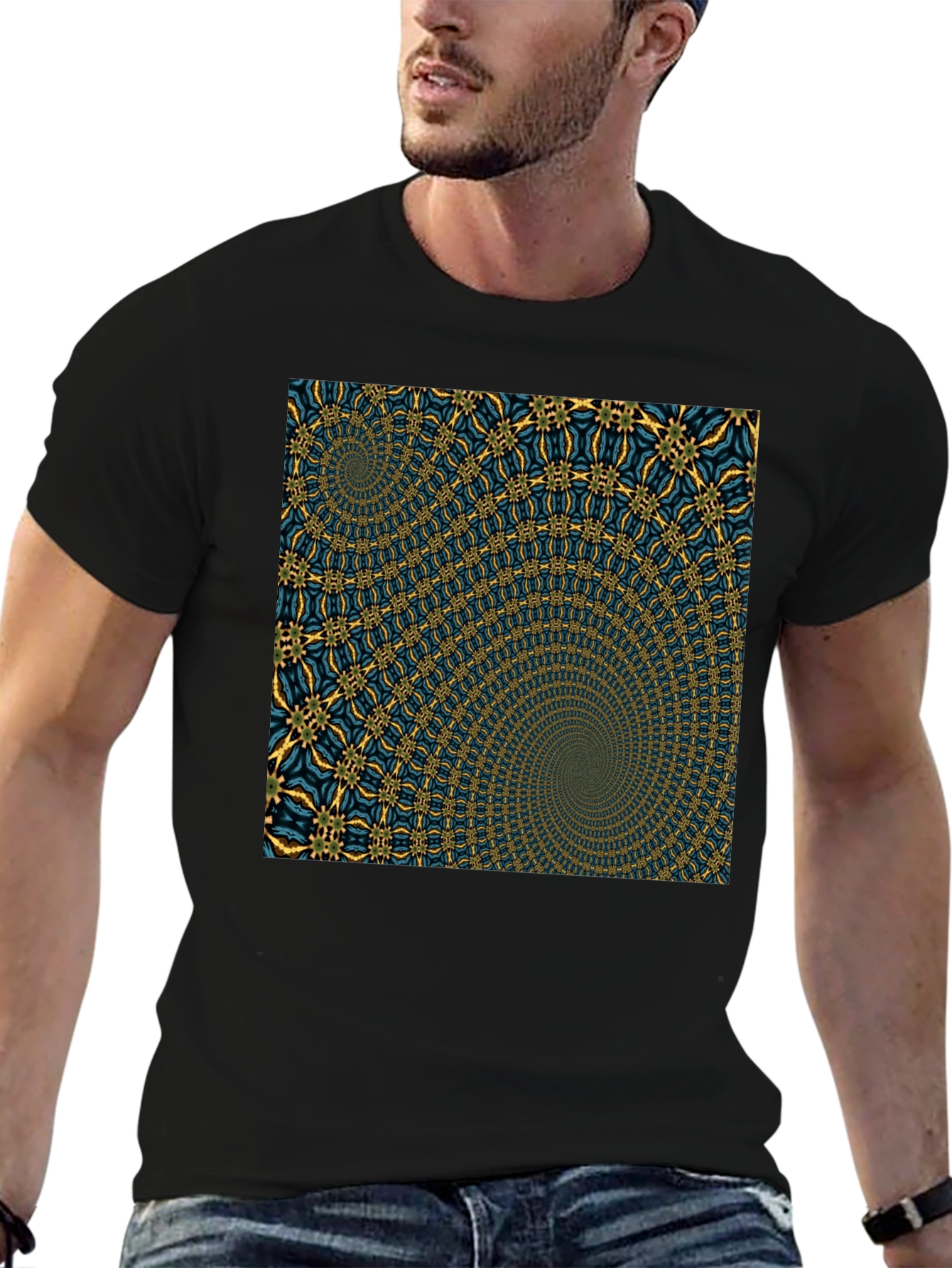 Hypnotic Spiral Graphic Black T-Shirt
