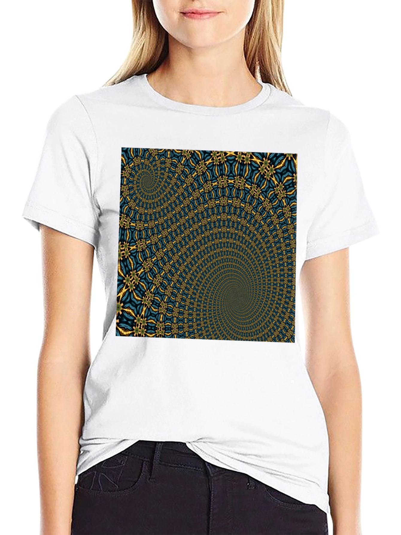Hypnotic Spiral Graphic Black T-Shirt