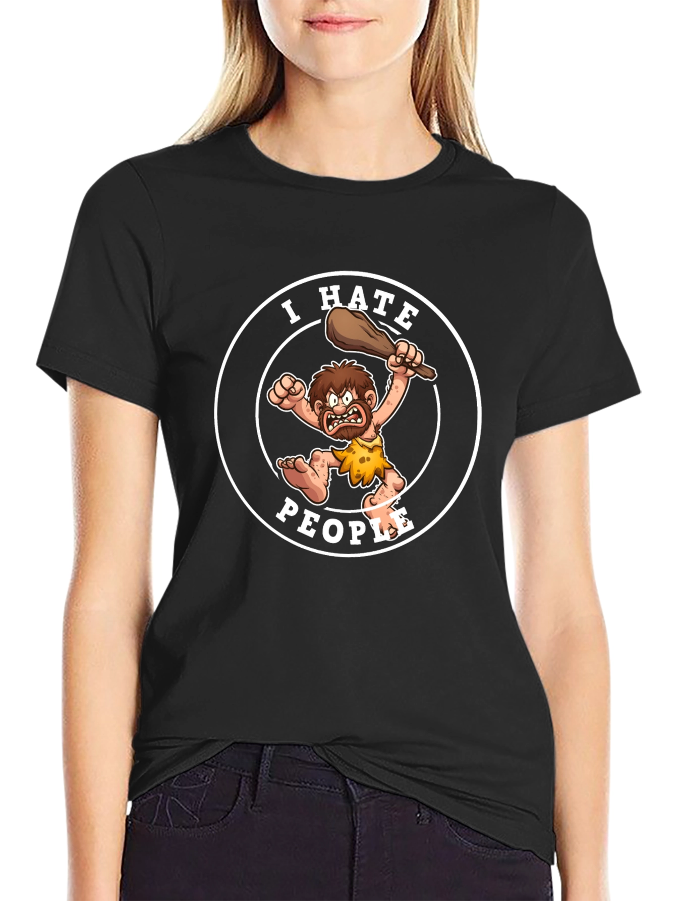 I Hate People Caveman Graphic T-Shirt