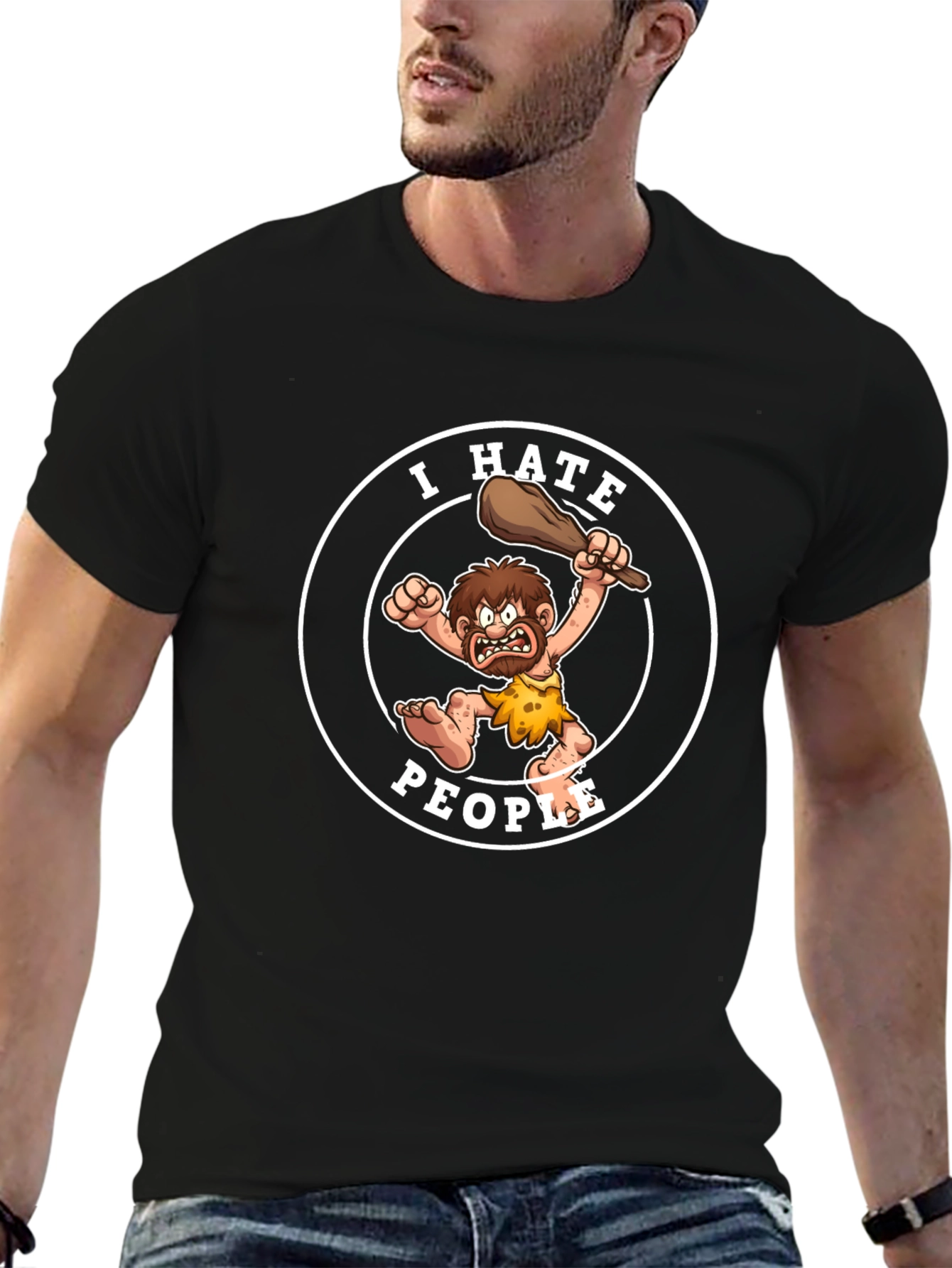 I Hate People Caveman Graphic T-Shirt