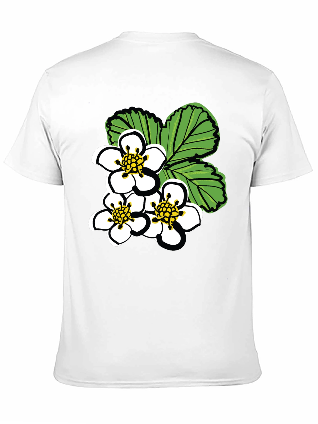 Floral Graphic Tee - White Blossoms on Black