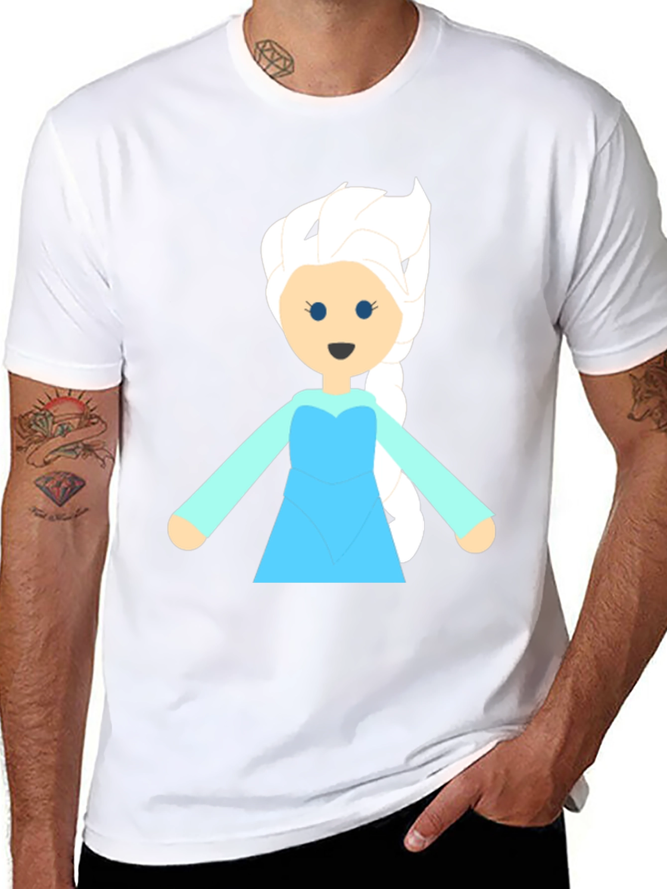 Frozen Cartoon Character Graphic Tee - Black
