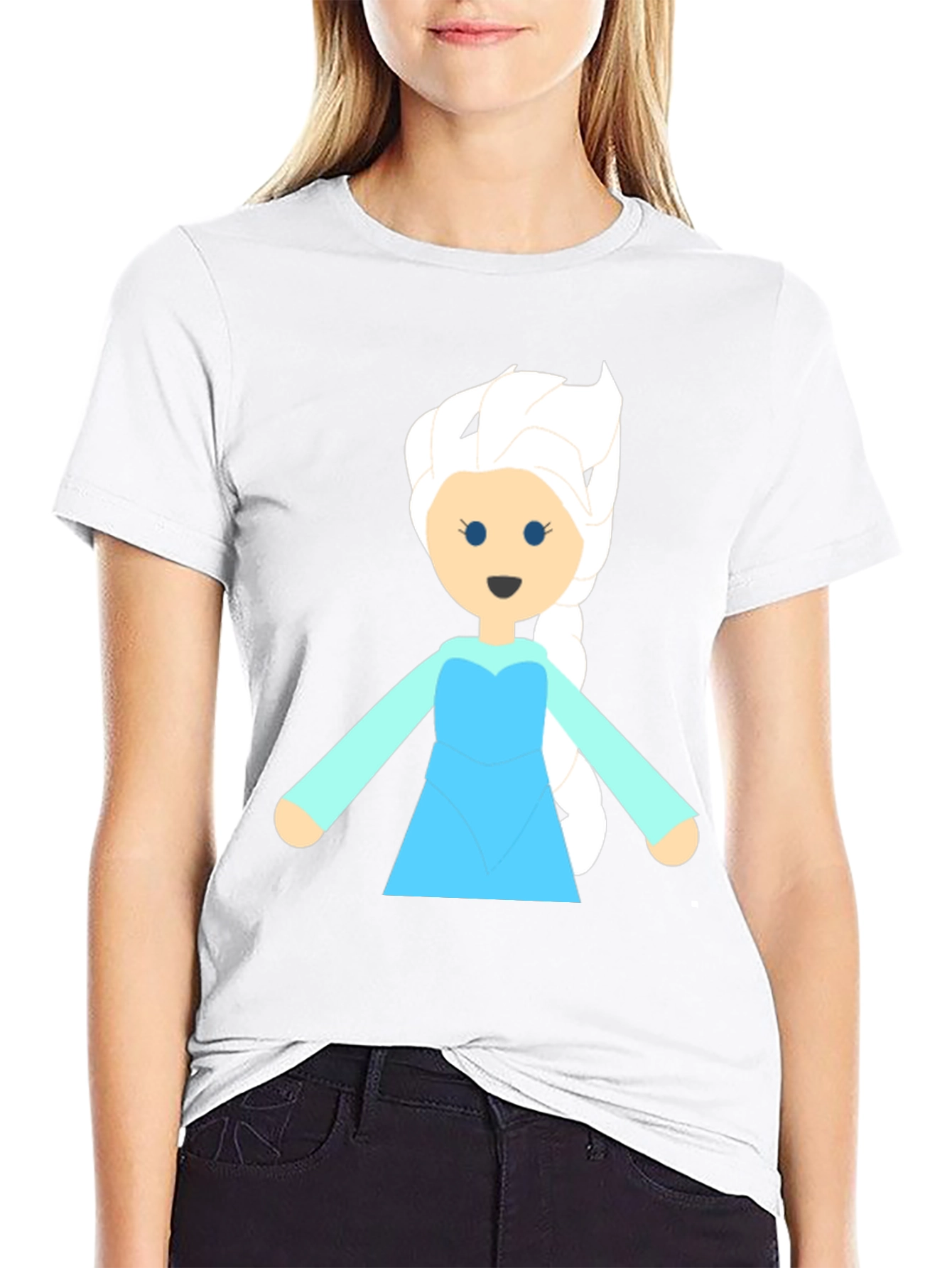 Frozen Cartoon Character Graphic Tee - Black