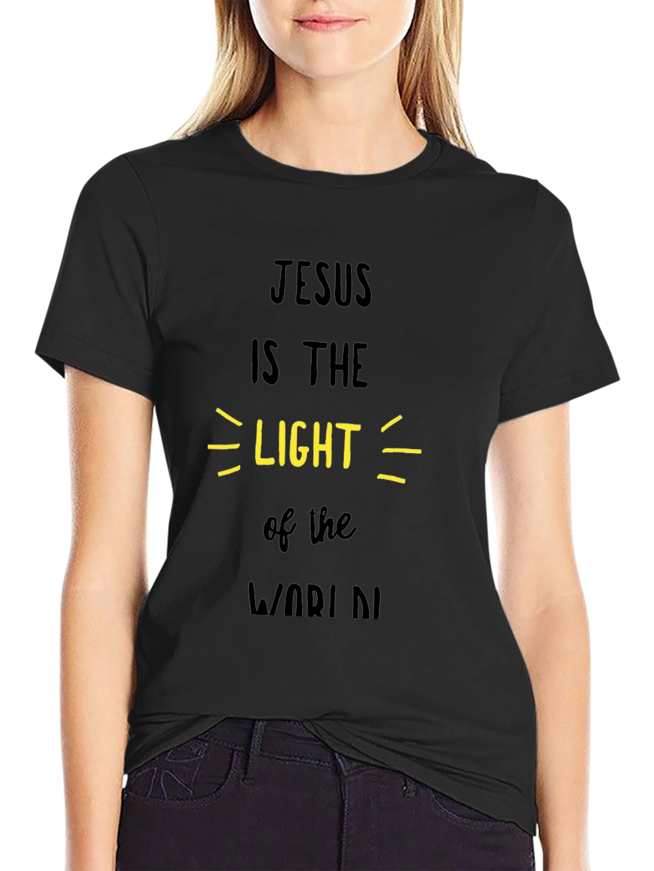Jesus is the Light Graphic Tee - Black