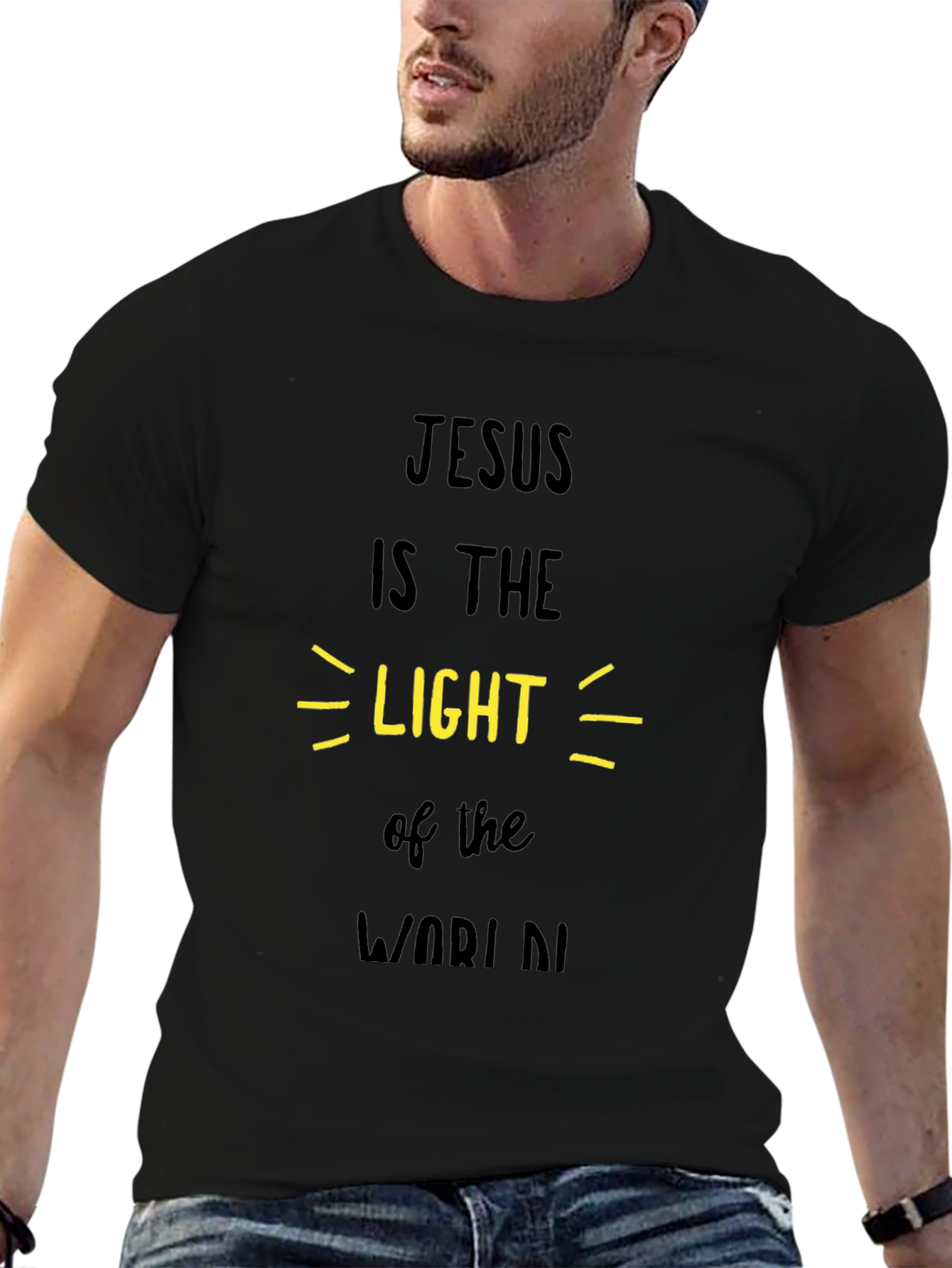 Jesus is the Light Graphic Tee - Black