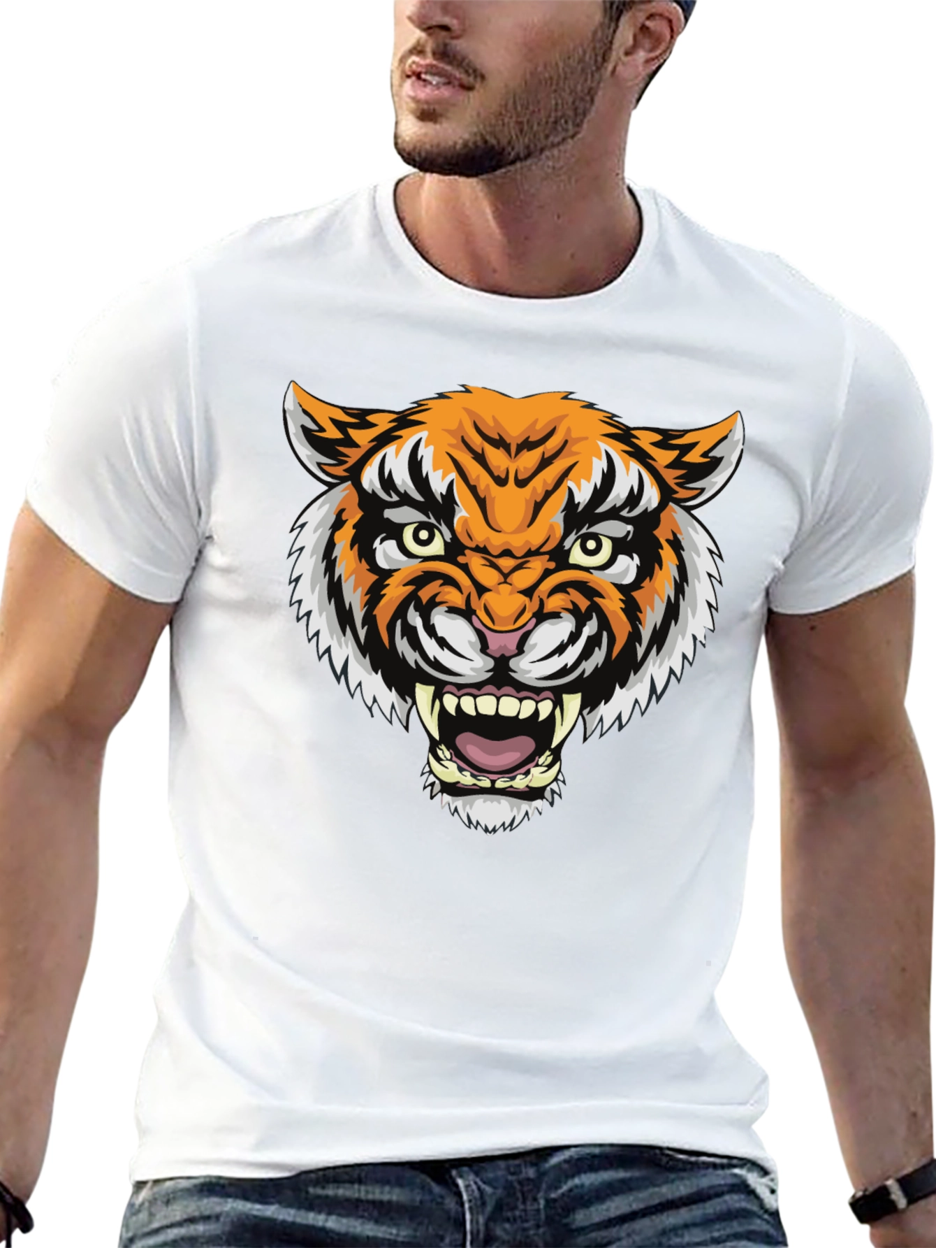 Mens Black Tiger Graphic T-Shirt
