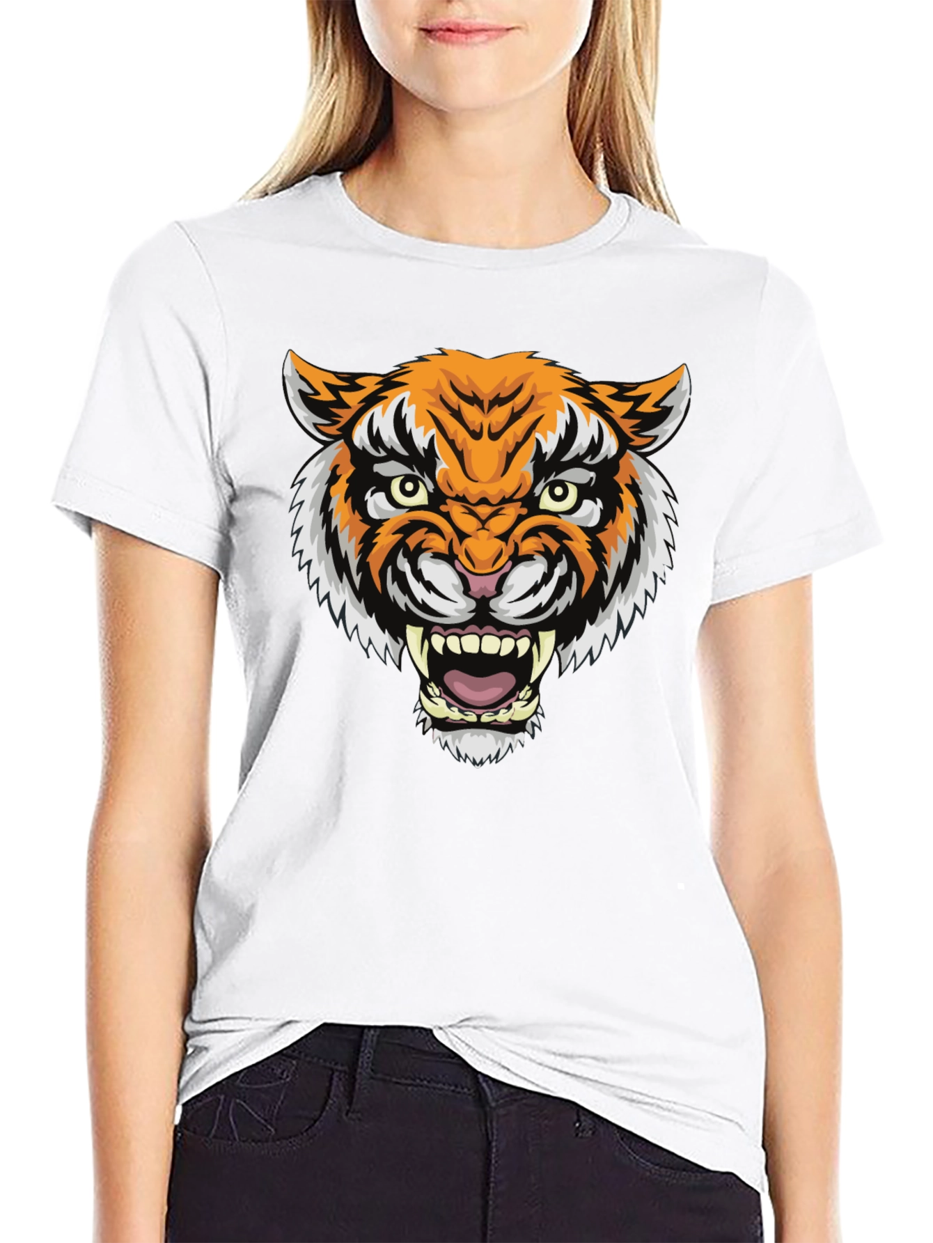 Mens Black Tiger Graphic T-Shirt