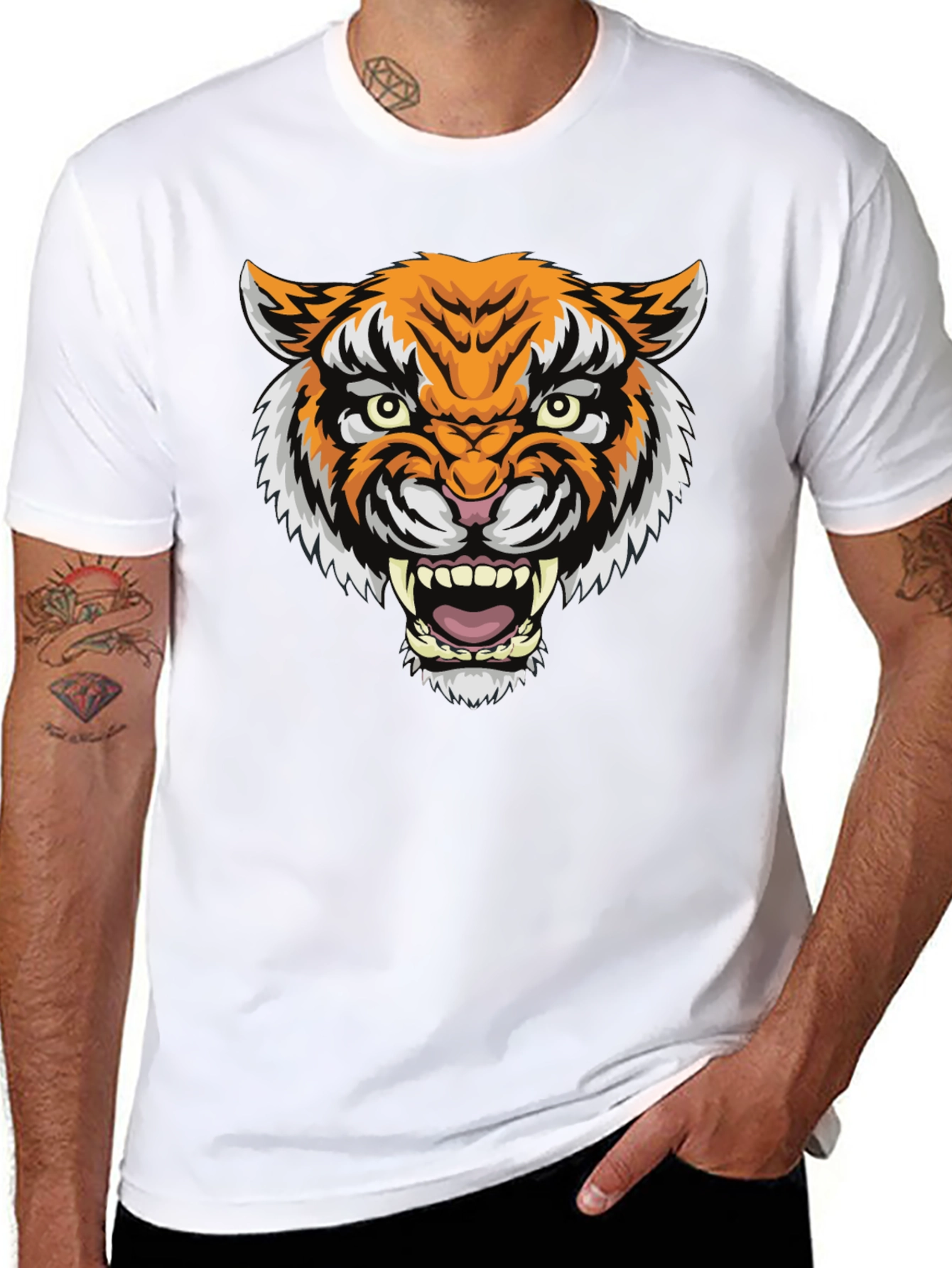 Mens Black Tiger Graphic T-Shirt